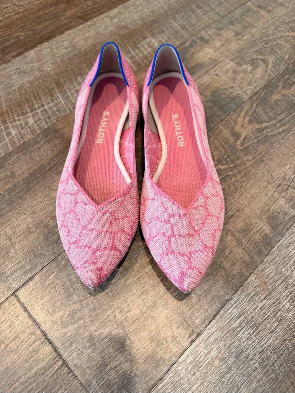 Rothy’s The Point Flats Women’s Size 10 Pink Patterned Knit Washable Pointed Toe - Picture 1 of 9
